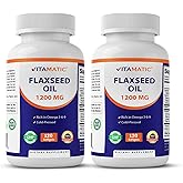 Vitamatic 2 Pack Flaxseed Oil 1200mg 120 from Cold Pressed Flax Seed - 675 mg of ALA Omega 3 Fatty Acids for Improving Heart Health