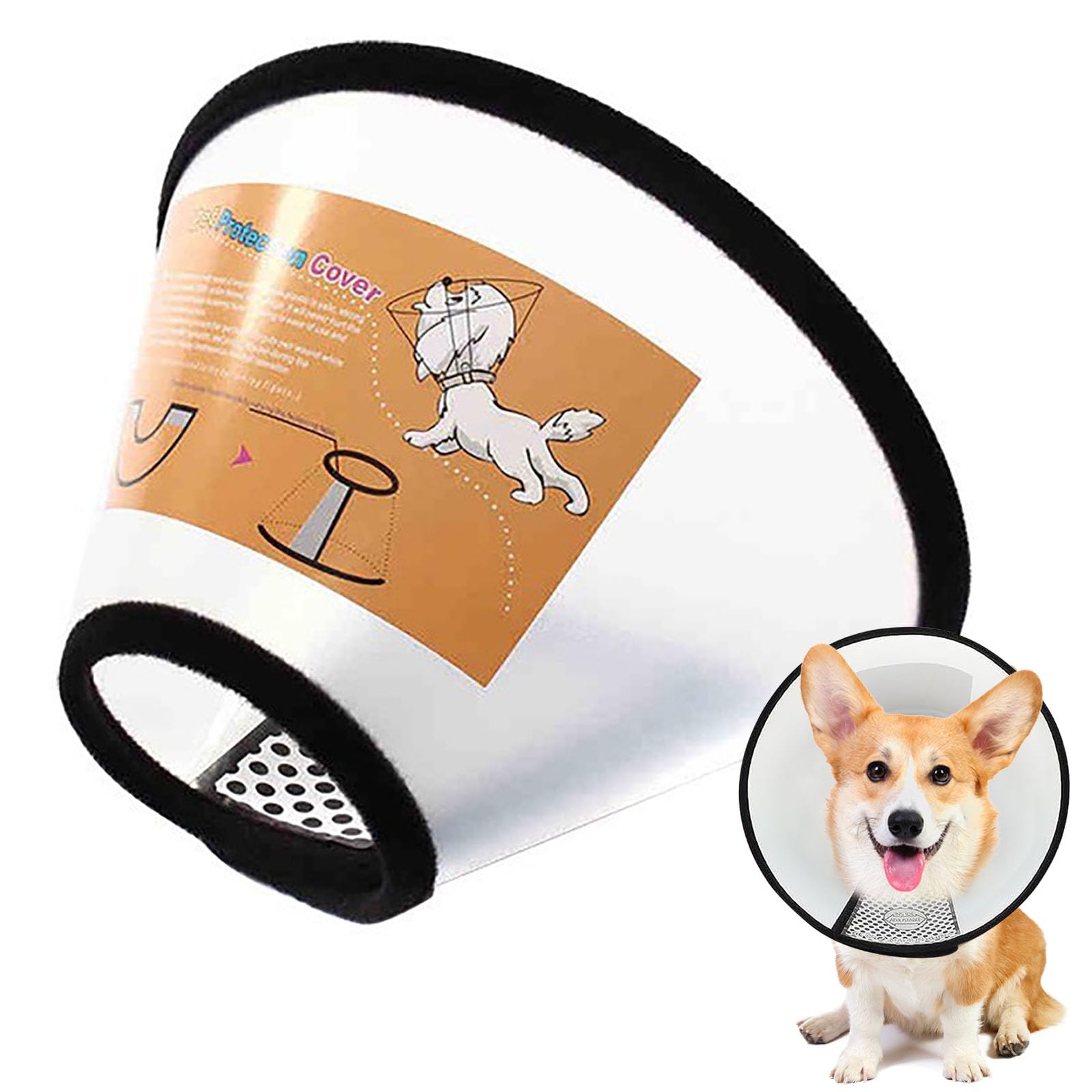 KIPTVO Dog Cone Adjustable Pet Cone Pet Recovery Collar Comfy Pet Cone Collar Protective, Pet Wound Healing Head Cone Animal Medical Surgery Recovery Neck Collar for Dogs Cats Trimming Nails