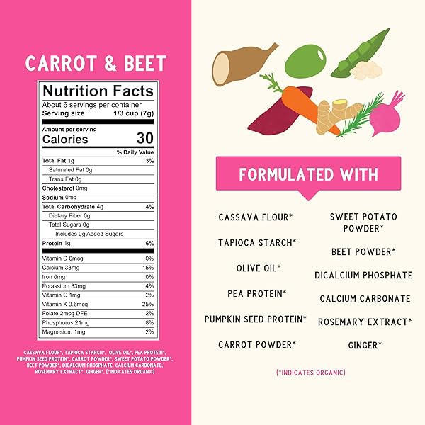 SERENITY KIDS 6+ MONTHS GRAIN FREE PUFFS TODDLER & BABY SNACK | NO ADDED SUGAR, GLUTEN & RICE FREE, ALLERGEN FREE | MADE WITH ORGANIC CASSAVA, VEGGIES, AND HERBS | CARROT & BEET | 1 COUNT