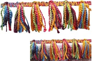 Yalulu 5 Yards Multicolor Knitting Tassel Fringe Trim Ball Fringe Ribbon Handwork DIY Sewing Accessory Lace for Home Wedding Craft Party Decoration