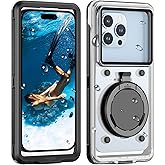 Lanhiem Snorkeling Underwater Phone Case for Diving, IP68 Professional Universal Waterproof Outdoor Video Photo Cellphone Case with Lanyard for iPhone 17 Pro Max, Galaxy Moto All Series (Clear/Black)