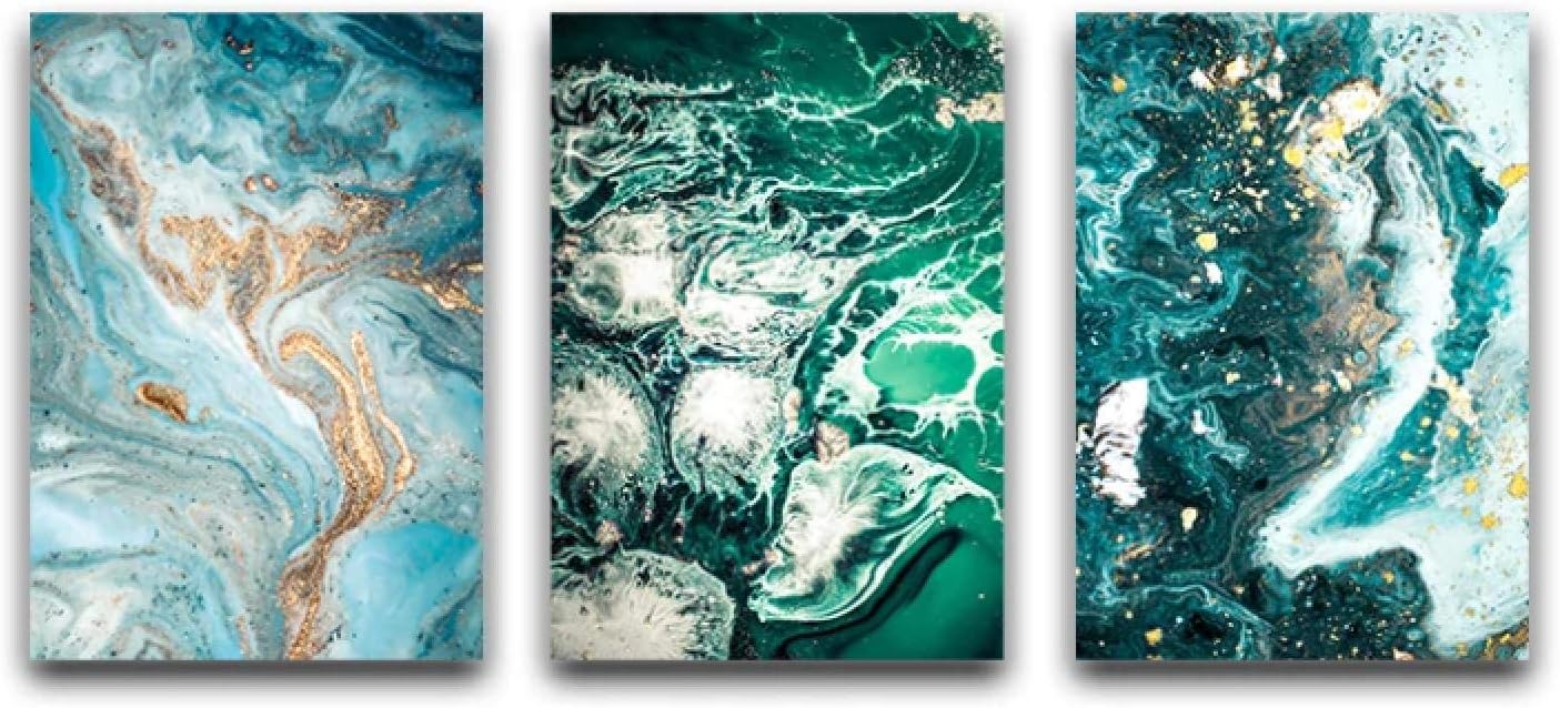 QIAOO Arte de Pared en Lienzo, Cartel Abstracto Fluido Verde Azul