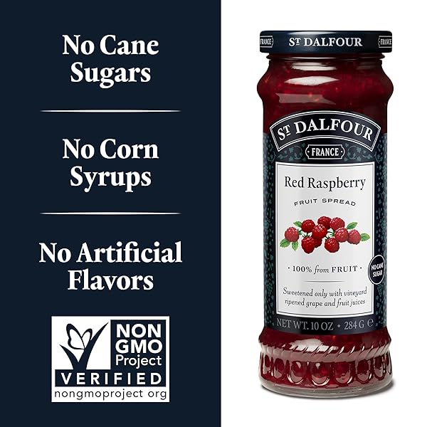 ST. DALFOUR RED RASPBERRY FRUIT SPREAD – 10OZ – 100% FROM FRUIT, NO ARTIFICIAL INGREDIENTS, NON-GMO, NO CANE SUGARS, ALL NATURAL, MADE IN FRANCE
