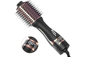 Nicebay Hair Dryer Brush, Hot Tools Blow Dryer Brush for Women, One Step Blowout Brush with Display Screen, Oval Ceramic Barrel, Negative Ion, Black and Gold