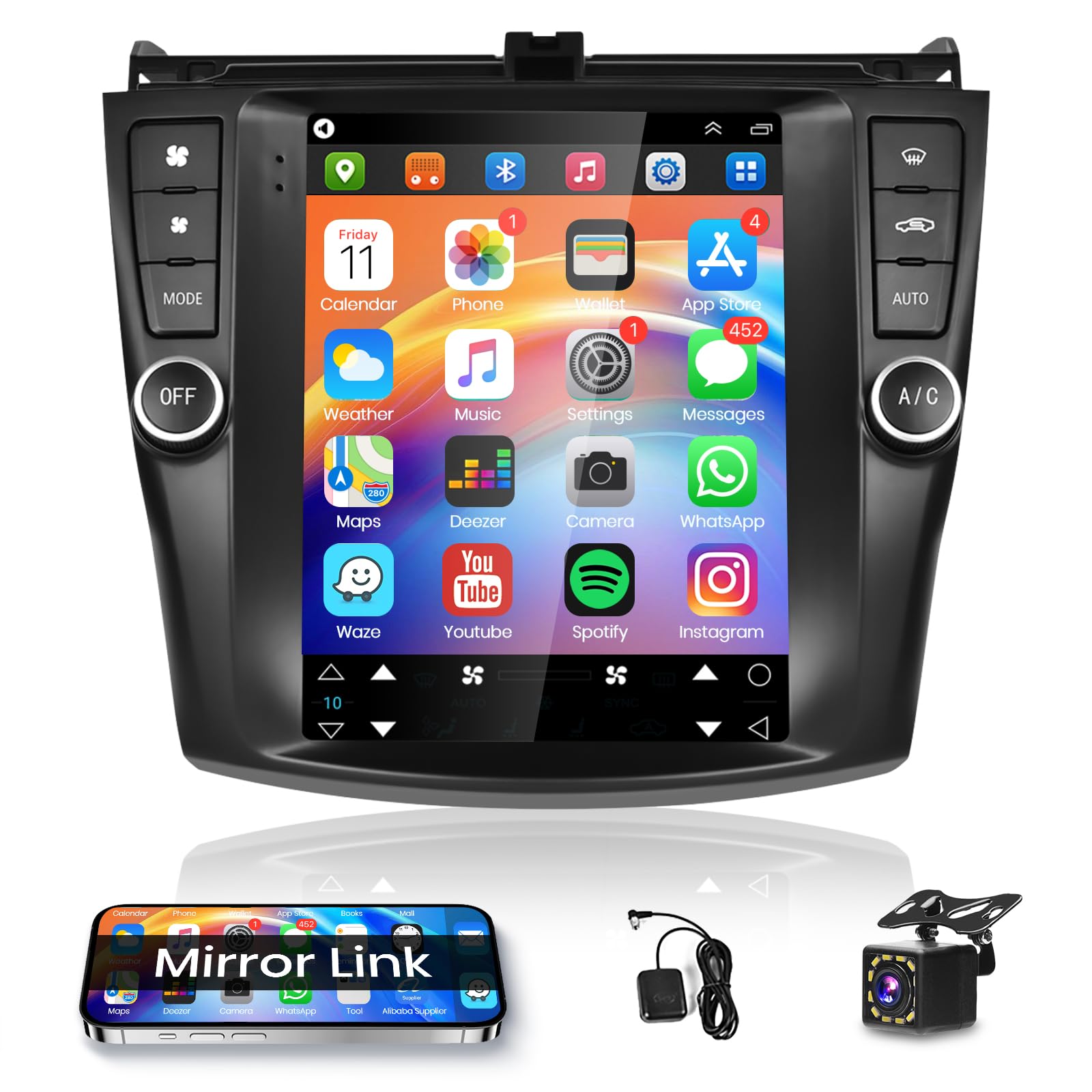 Photo 1 of Podofo 9.7inch Vertical for Honda Accord 2003 2004 2005 2006 2007 Android 13 Car Stereo Radio,1080P HD IPS Touchscreen Bluetooth Radio EQ GPS FM RDS Radio Mirror Link WiFi DVR AHD Backup Camera