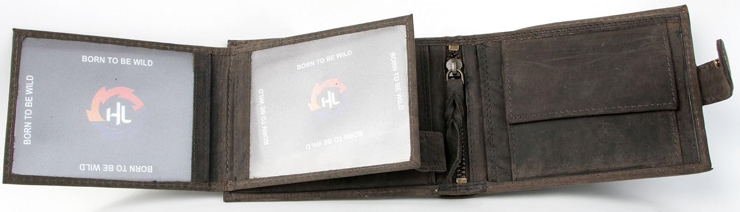 Grey leather wallet HL with a buckle whole made of genuineleather, Gray - Image 5