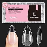 Beetles Medium Almond Nail Tips 576pcs 12 Sizes Pre-Etched Soft Gel Tips | Half Matte Full Cover Press on False Nail Tips Acrylic Nails DIY Extension Gift for Women
