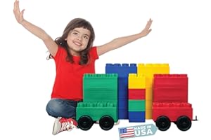BiggoBlocks Big Blocks for Kids Ages 4-8 — Indoor & Outdoor Blocks for Kids Games — Large Building Blocks (24 pc with 2 Cars) Big City Set