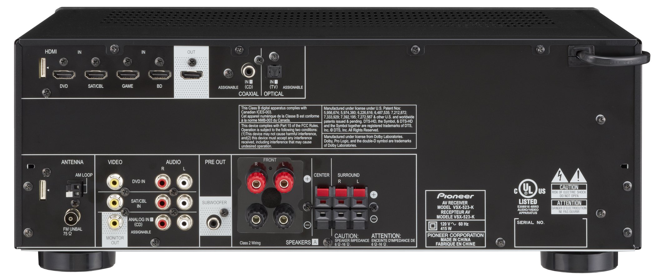 PIONEER VSX-523 5.1-Channel A/V Receiver (Black)