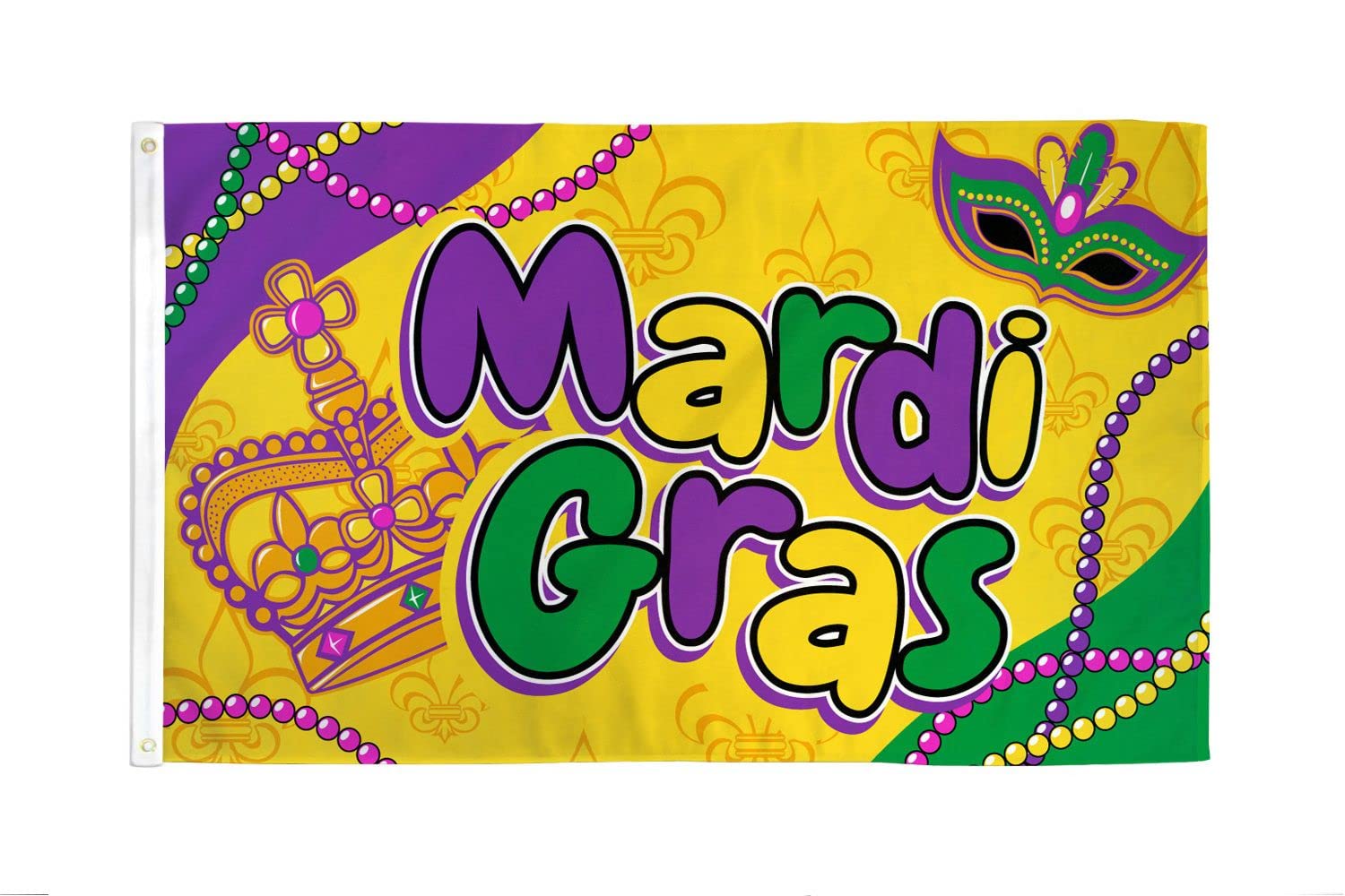 AZ FLAG - Mardi Gras Beads Flag - 3x5 Ft - 100D Polyester Carnival Banner with Two Metal Grommets - Fade Resistant - Vivid Colors - 3' x 5' Feet - 150x90 Cm