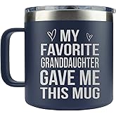 Gifts for Grandpa from Grandaughter, Grandson, Kids on Fathers Day, Christmas, Birthday - Funny Coffee Mug Gifts for Grandparents - Grandparents Insulated Stainless Steel Mug 14oz Navy