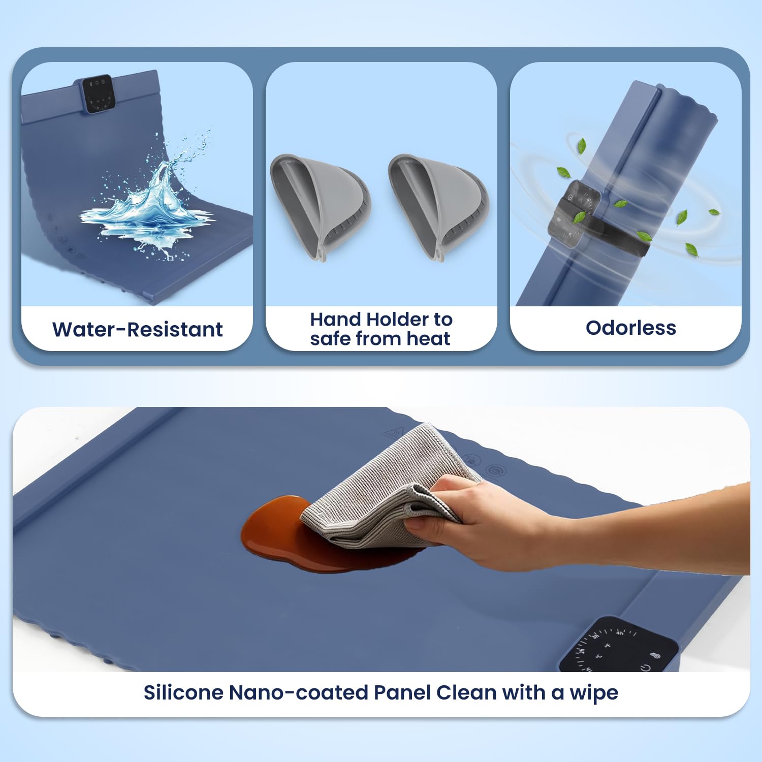 ACRILYX Food Warming Mat for Food - Electric Warming Tray for Buffets & Parties, Rollable Silicone Heating Mat, Warming Mat for Food with Adjustable Temperature, Auto Shut-Off, Portable & Foldable