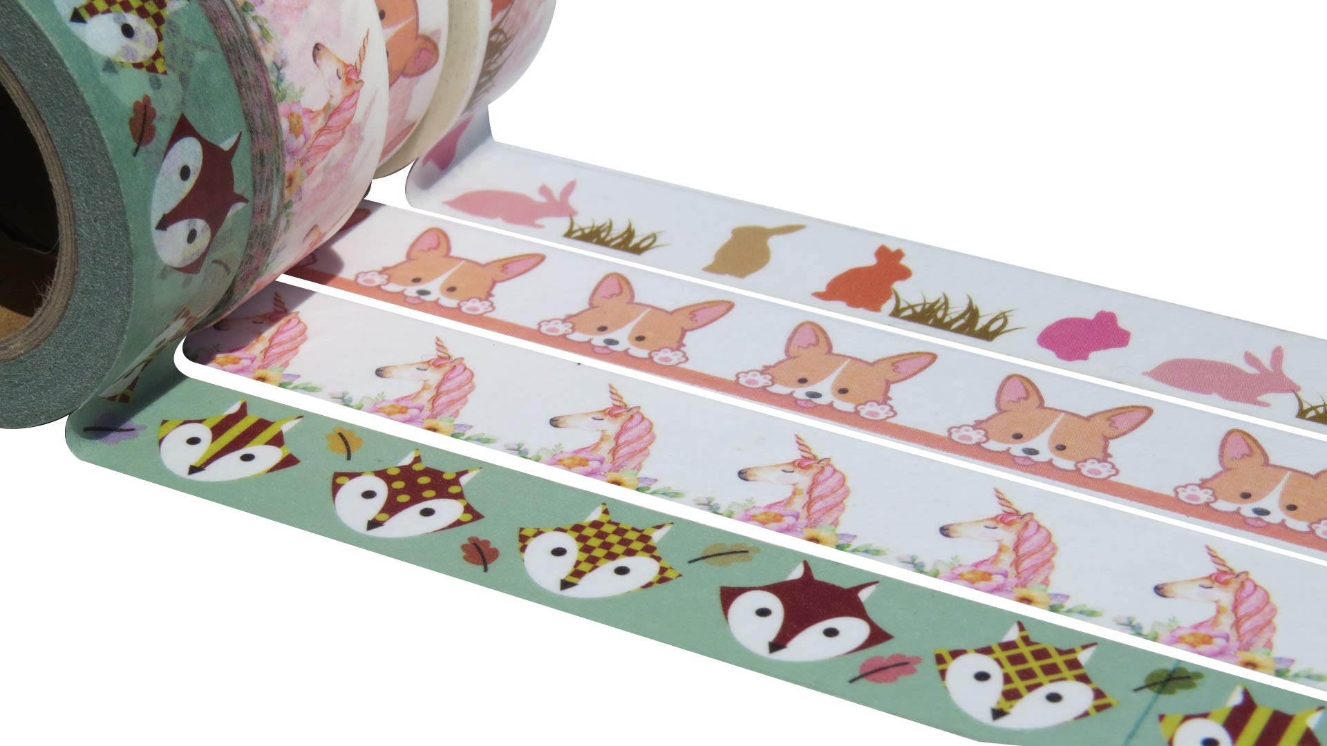 susiebsupplies Set Of Animals Themed Washi Decorative Craft Masking Paper Tapes 15mm x 10 Metre Rolls (kawaiiwashi)