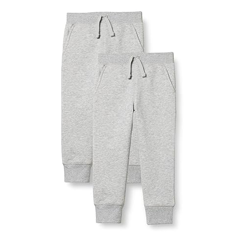 Amazon Essentials Boys' Fleece Jogger Sweatpants, Pack of 2, Medium Grey Heather, X-Large