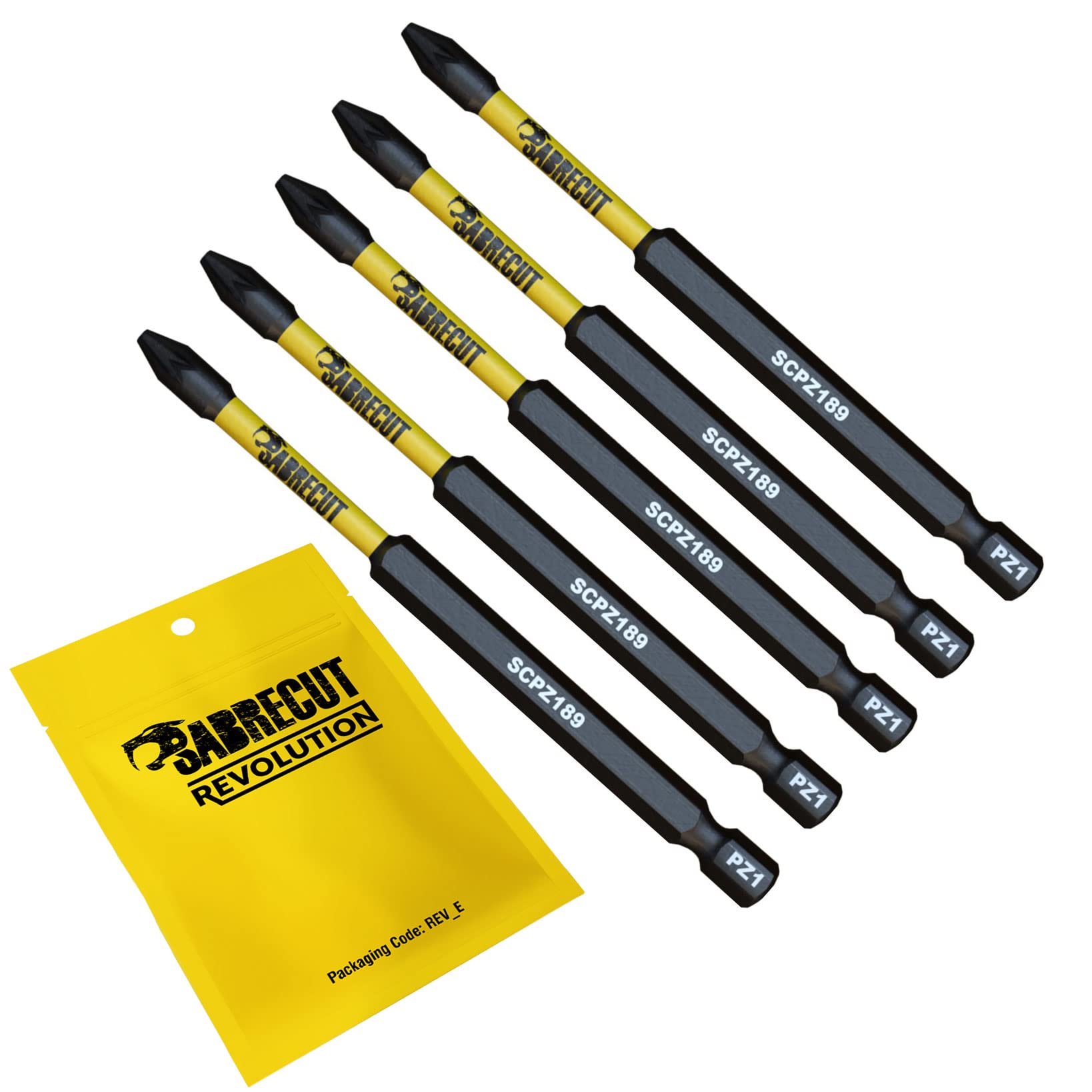 5 x SabreCut SCPZ189_5 89mm PZ1 Magnetic Impact Screwdriver Driver Bits Set Pozi Pozidriv Heavy Duty