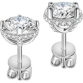Moissanite Earrings Studs Sterling Silver Stud Earrings for Women 2 Carat S925 Earrings Hypoallergenic Gold Earring for Women Studs