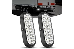 Nilight 6Inch Oval Tail Light 2PCS White 24LED Back Up Reverse Lights Surface Mount Marker Sealed IP67 Waterproof Taillight for 12V RV Camper Truck Trailer Caravan Bus
