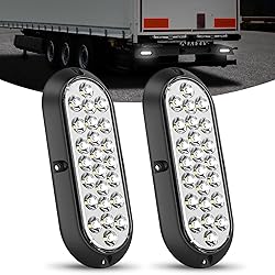Nilight 6Inch Oval Tail Light 2PCS White 24LED Back
