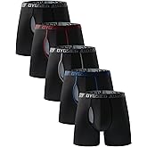 OYGSieg Men's Boxer Briefs,Fly with Built-in Total Support Pouch Moisture-Wicking Odor Control Cool Underwear for Men 5-Pack