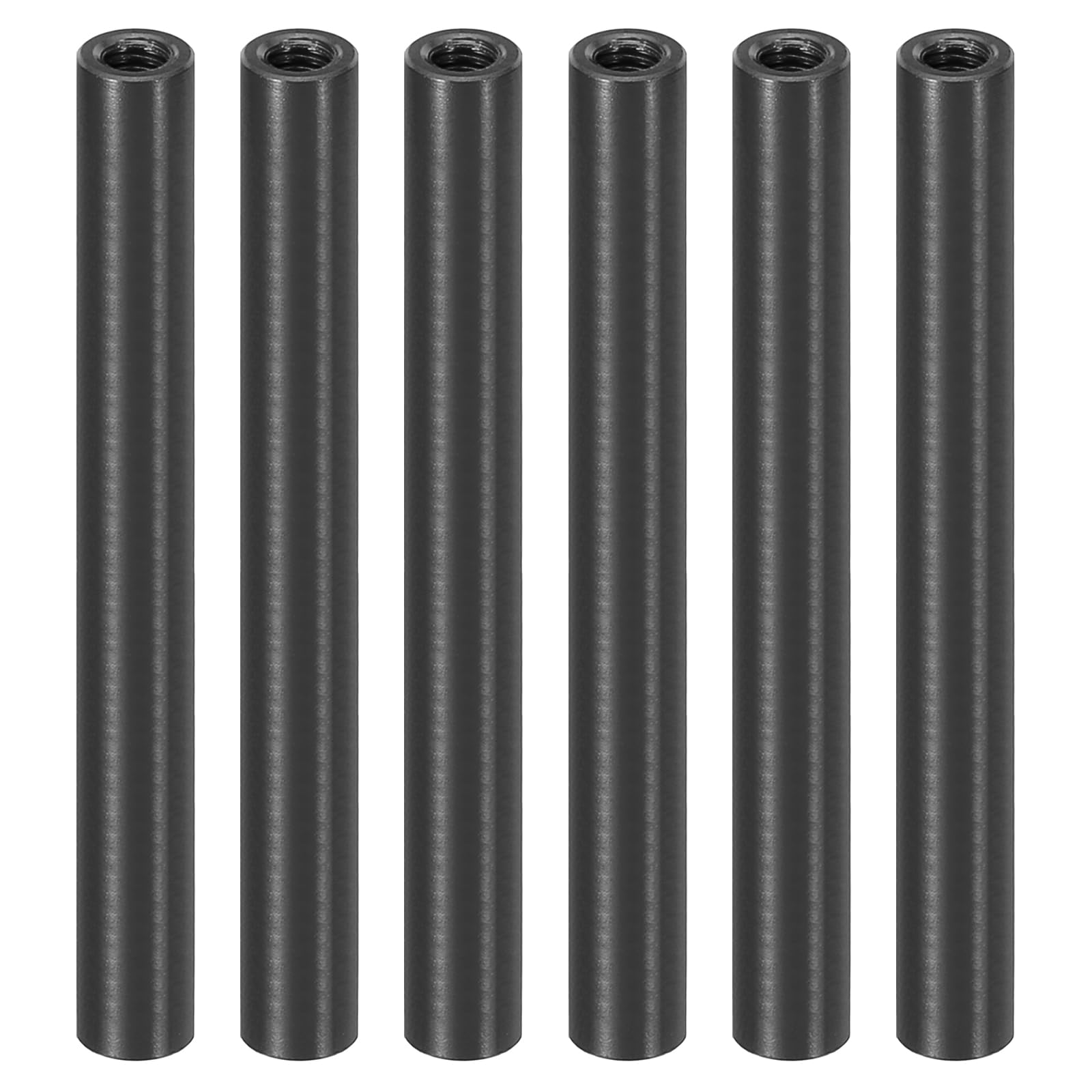PATIKIL 6pcs M3 Metal Threaded Standoff Spacer Nuts, Round Aluminum Spacers Female Coupling Screws, 1/8" ID x 3/16" OD, Black, (55mm L)