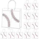 HIYZI 24 Pcs Baseball Clear PVC Gift Bag with Handles Baseball 8 x 8 x 3.15 Inch Party Favor Goodie Bag Sport Treat Bags for Team Snacks Boys Birthday Holiday Party Supplies Baby Shower Decorations