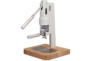 SUPERKOP Espresso & Coffee Maker, Manual Espresso Tool & Machine - Portable, Maintenance Free, Retro Stylish Design, Commercial & Home Purposes - 18 gr Espresso Capacity, Non-Electric - White