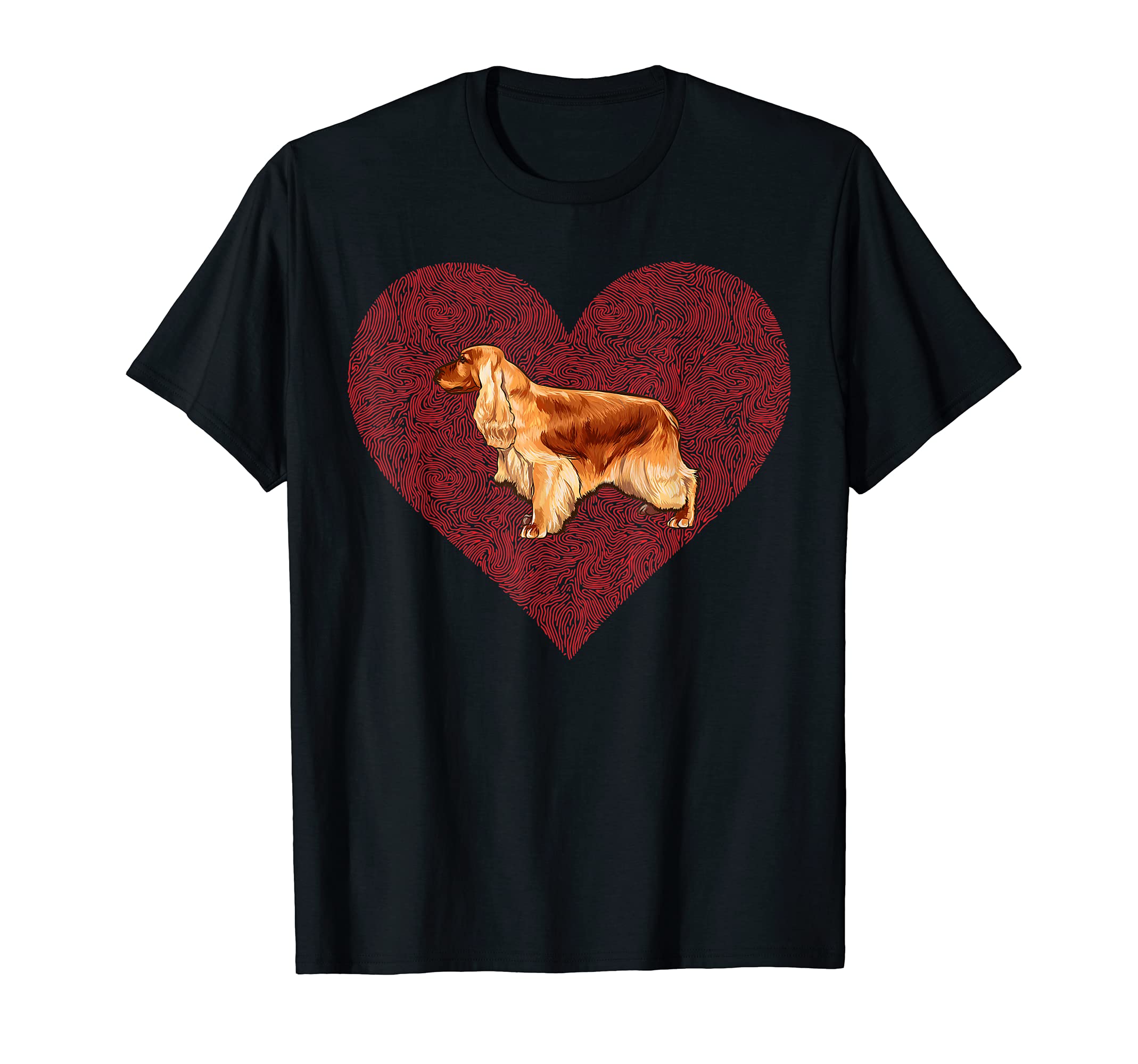 English Cocker Spaniel Valentines Day Dog Love Fingerprint T-Shirt