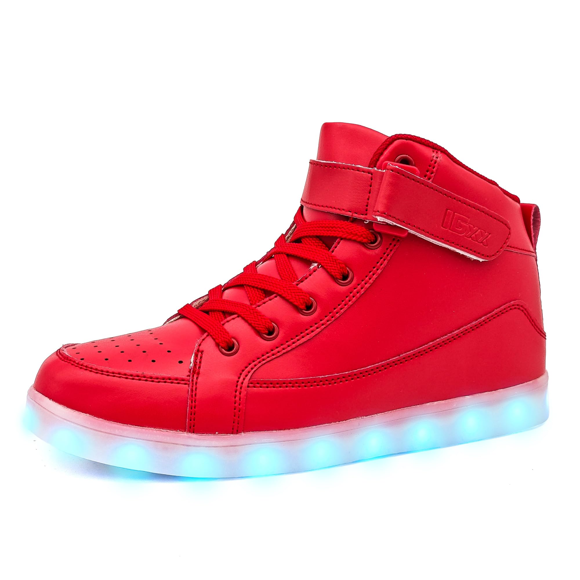 Photo 1 of IGxx LED Light Up Shoes for Men USB Recharging High Top LED Sneakers Women Kids Red