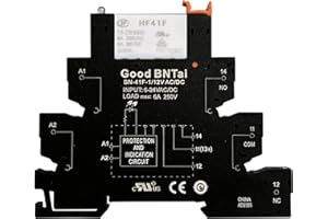 Good BNTai Slim Relay Module Protection Circuit 6A Relay 12VDC/AC 24VDC/AC 230VAC Relay Socket 6.2mm Thickness (10 Pieces 12VACDC-Black)