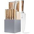Kangdelun Natura Series 15 PCS Knife Block Set, Ultra Sharp High Carbon Stainless Steel with Wooden Handle