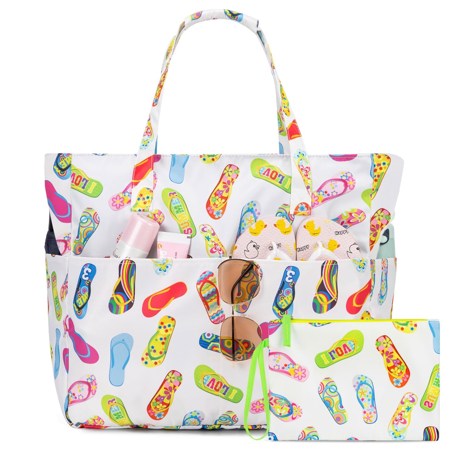 Photo 1 of *PHOTO FOR REFERENCE** *CHEETAH PRINT**KABAQOO Extra Large Beach Bag Waterproof Sandproof Women Beach Tote with Zipper & Wet Compartment for Pool Gym Grocery Travel