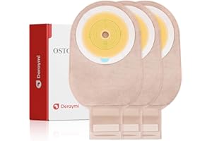 DERAYMI 30 Pack Colostomy Bags, One Piece Ostomy Supplies with Closure for Ileostomy Colostomy Urostomy Stoma Care, Cut-to-Fit Drainable Pouches, 64 mm Max