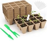 KINGLAKE 20 Pack Seed Trays 240 Cells Biodegradable Paper Pots with Labels