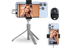 APEKX 5" Selfie Monitor Screen for iPhone Vlog, Magnetic Phone Clip Mount for Rear Camera Live Streaming, Includes Bluetooth Remote, Compatible with TikTok, Instagram, YouTube Low Latency (Black)