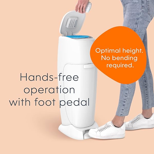 DIAPER GENIE COMPLETE DIAPER PAIL (WHITE) – INCLUDES 1 REFILL (HOLDS 270 NEWBORN DIAPERS) & 1 CARBON FILTER
