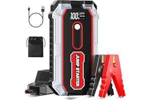 Coonyes Car Battery Jump Starter, 2000A Jump Starter Battery Pack for Up to 7.0L Gas & 5.5L Diesel Engines, 12V Portable Jump Box with 3-Modes Flashlight, LCD Display, USB Ports, and Jumper Cables