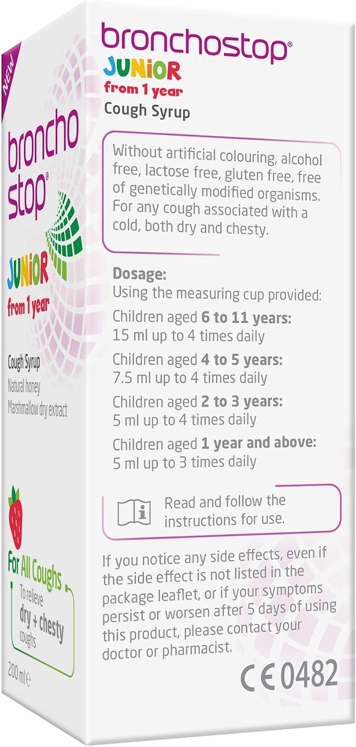 Bronchostop Junior Cough Syrup (200ml, 3 to 11 Years), Cough Medicine For Children, Non Drowsy Cough Syrup for Kids - Image 4
