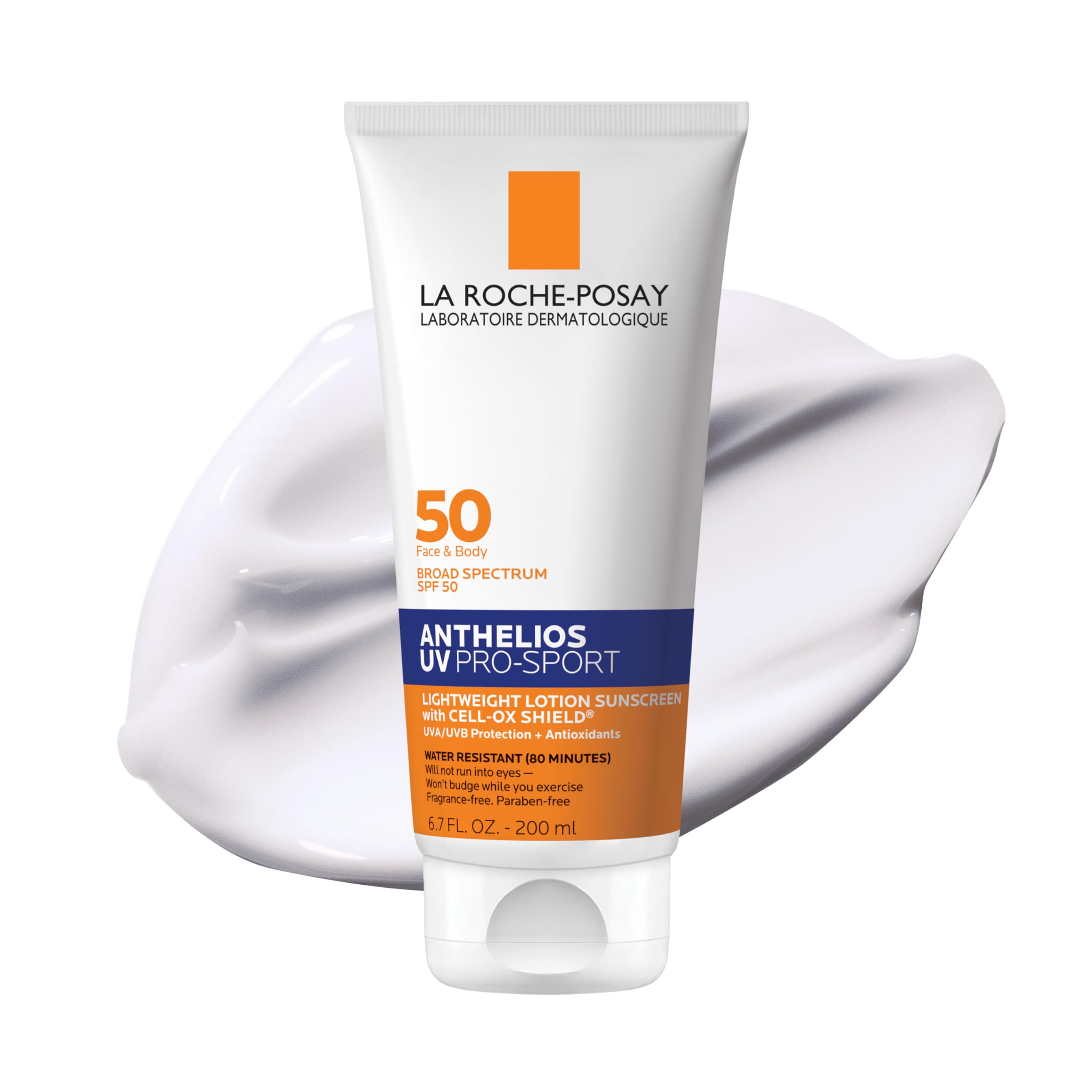 Photo 1 of La Roche-Posay Anthelios UV Pro-Sport SPF 50 Sunscreen for Face & Body, Water & Sweat Resistant with Non-Drip Formula, Invisible Broad Spectrum Sunscreen Lotion, Lightweight & Breathable, 6.7 Fl Oz