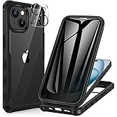 CENHUFO Privacy for iPhone 15 Plus Case, Full Body Phone Case with Built-in 9H Tempered Glass Privacy Screen Protector and Camera Lens Protector, Anti Peep Spy Shockproof Bumper Clear Cover -Black
