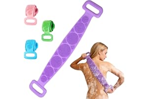 Back Scrubber for Shower, Double Sided Body Bath Brush with Handles, Exfoliating and Cleansing Back Scrubber Strap for Body M