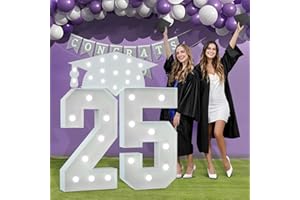GLIMMRLY Graduation Decorations Class of 2025 3FT: Marquee Light up Numbers 25 Large Party Decor Graduate Ornaments Balloon Number Sign Kindergarten Preschool Senior High School College Pre-cut Foam Board