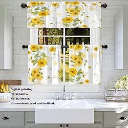 Batmerry Yellow Sunflowers Tier Curtains,Yellow