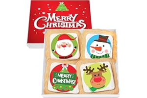 OMCOOKIE Christmas Cookies Gift Baskets Box for Men Women Kids | Holiday Cookie Treats decorated | Individually Wrapped Sugar | Nut Free | 4 Pack
