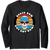 Beach Bum Got Any Rum? - Funny Skull Sunglasses Retro Long Sleeve T-Shirt