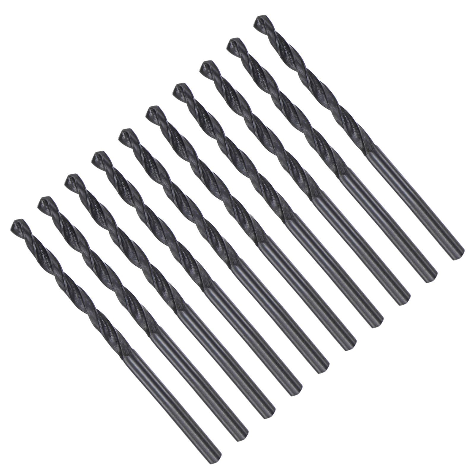 CoCud Twist Drill Bits, 3.1mm Cutting Diameter 0.12" Shank, High-Speed Steel Black Oxide Coating Jobber Bit Set (Applications: for Metal Wood Plastic), 10-Pieces