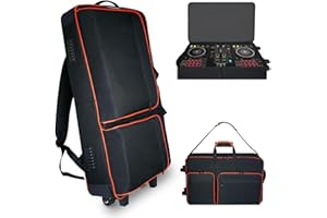 LIWSHWZ DJ Controller Case with Wheels for DDJ XDJ-RR/RX/FLX10/1000/FLX4/GRV6/REV1/REV5/REV7,Rolling Waterproof DJ Backpack w