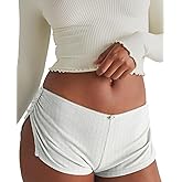 FaroDor Cute Micro Pajamas Shorts for Women Low Rise Side Slit Ruched Lounge Shorts Pj Bottoms