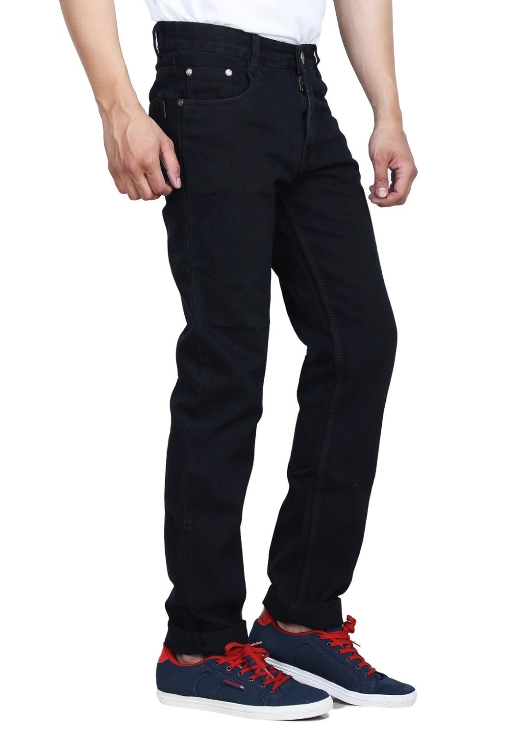 studio nexx men's regular fit non stretch denim (black)