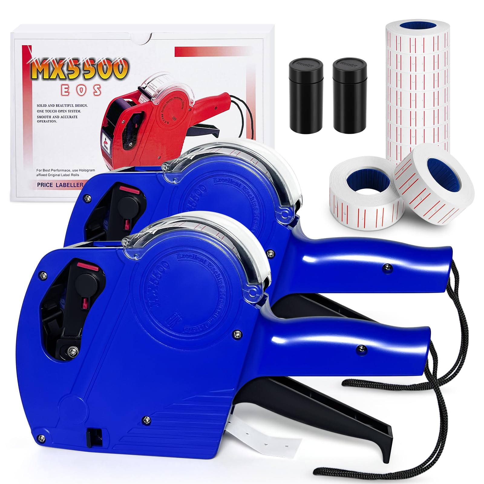 OunglyChoi 2 Packs Price Gun with 5000 Labels Blue Pricing Label Gun Maker with Prices Labels & Ink Kit for Supermarket, Groceries, Stores, Office