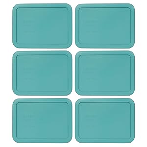 Pyrex 7210-PC 3 Cup Turquoise Rectangle Plastic Food Storage Lid - 6 Pack
